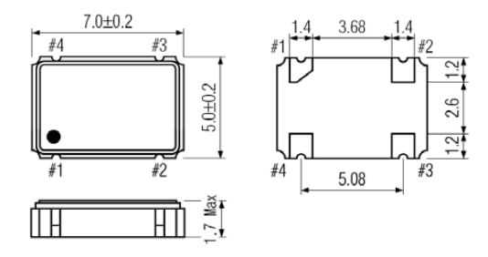 Mechanical Drawing - ECS ECS-3951M/3953M-AU SMD Clock Oscillators